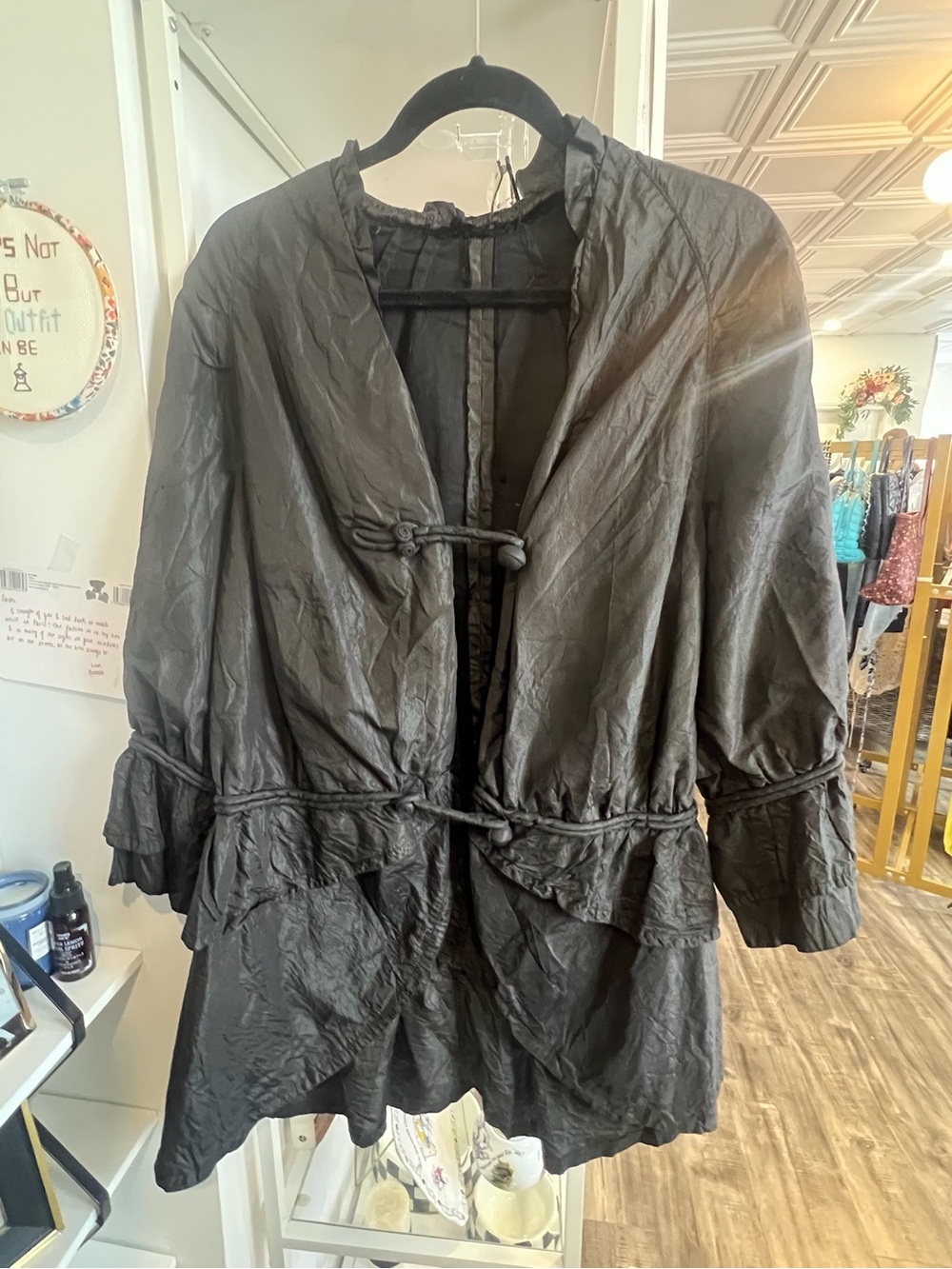 Vintage Avante-Garde Black Lightweight Tie-Front Jacket